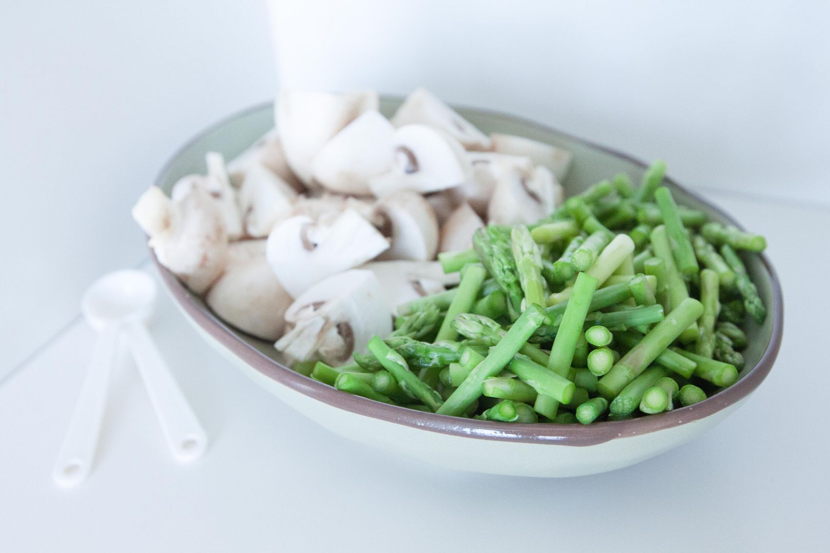 Food Makes Me Happy Asparagus StirFry with Button Mushrooms and Bacon